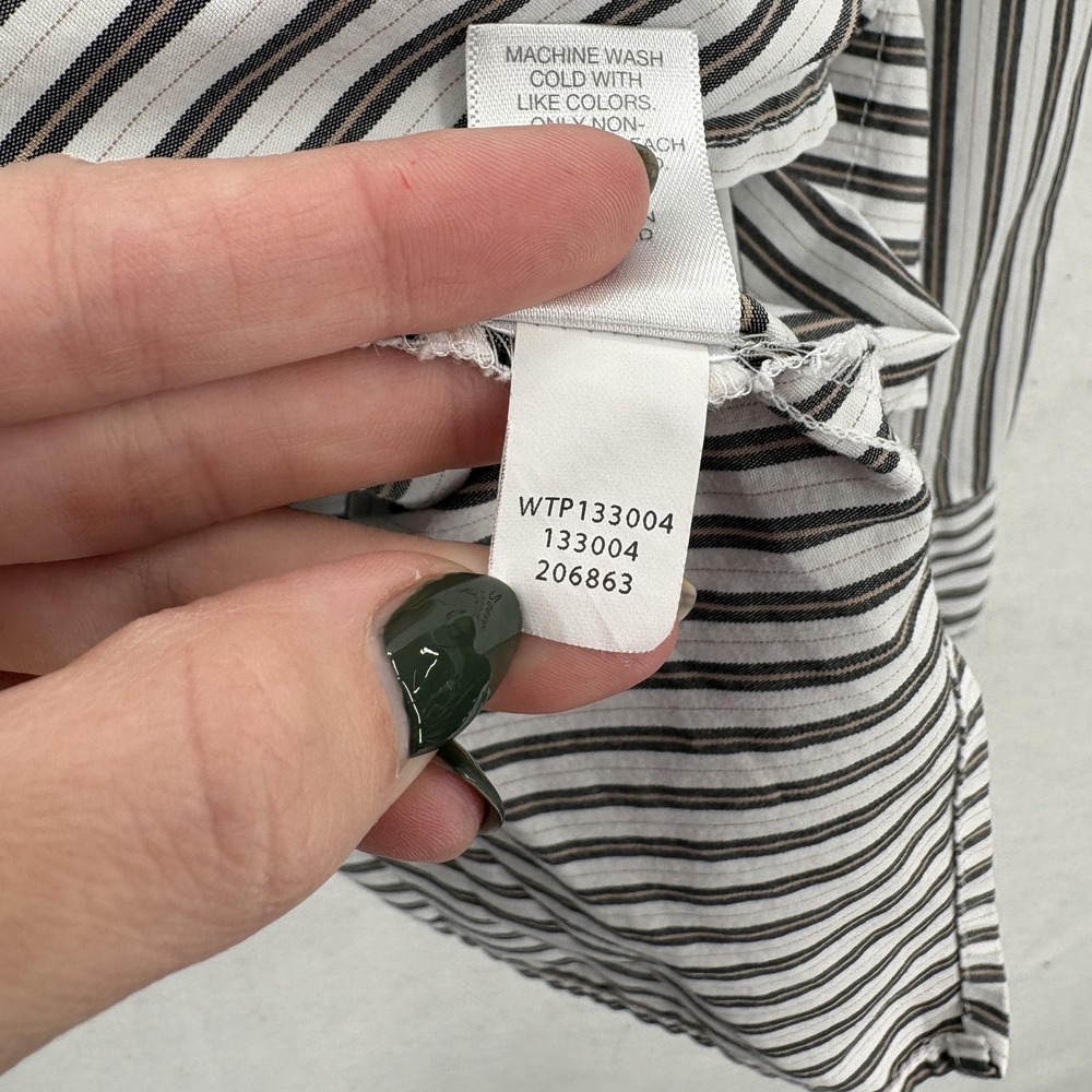 J Jill Shirt Womens 2X Black White Stripe Button Front Tunic Stretch Nautical - Picture 7 of 13